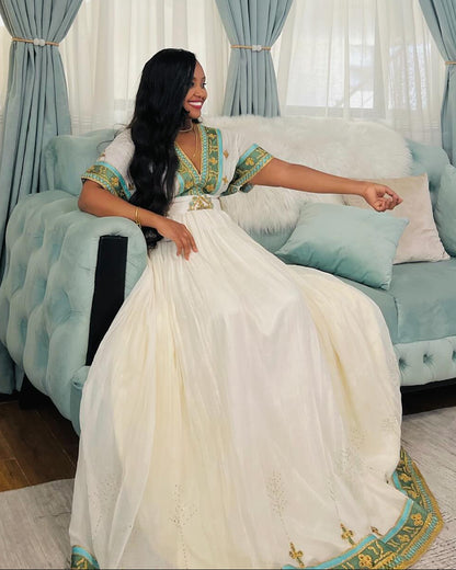 Radiant Habesha Kemis Graceful Traditional Ethiopian Dress Regal Heritage Habesha Dress 901