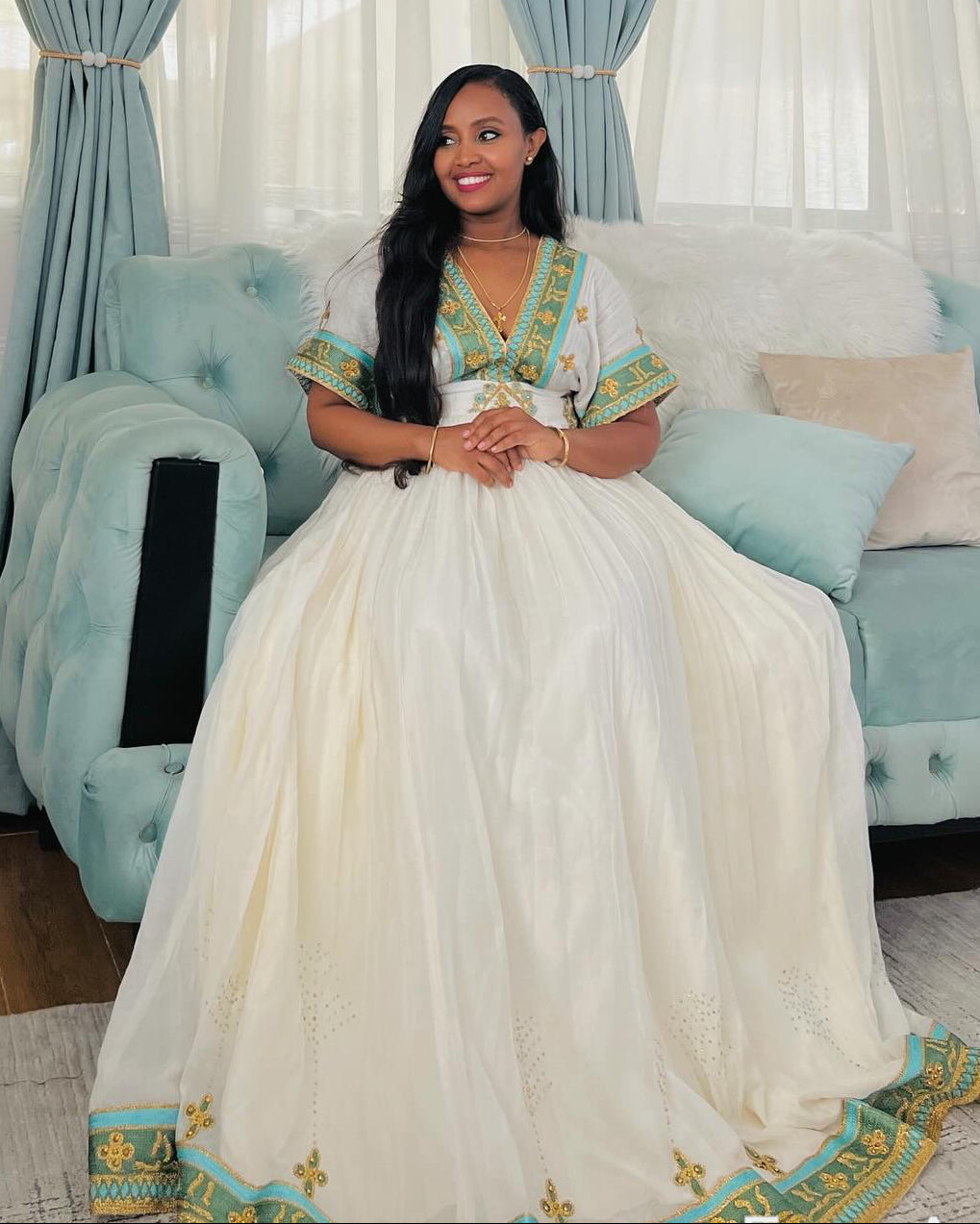 Radiant Habesha Kemis Graceful Traditional Ethiopian Dress Regal Heritage Habesha Dress 901