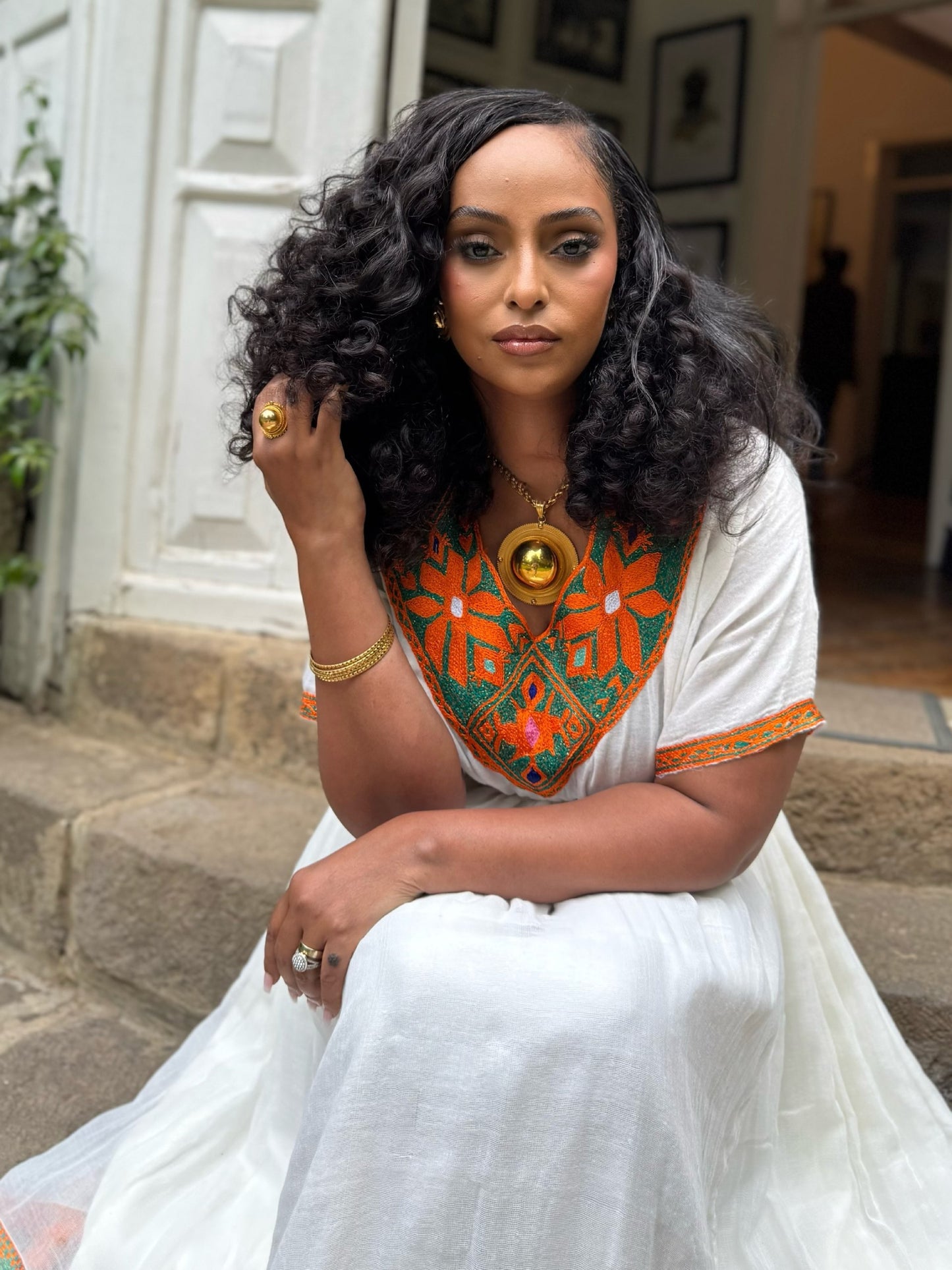 Majestic Habesha Kemis Online Copper Woven Habesha Dress Traditional Ethiopian Clothing 902