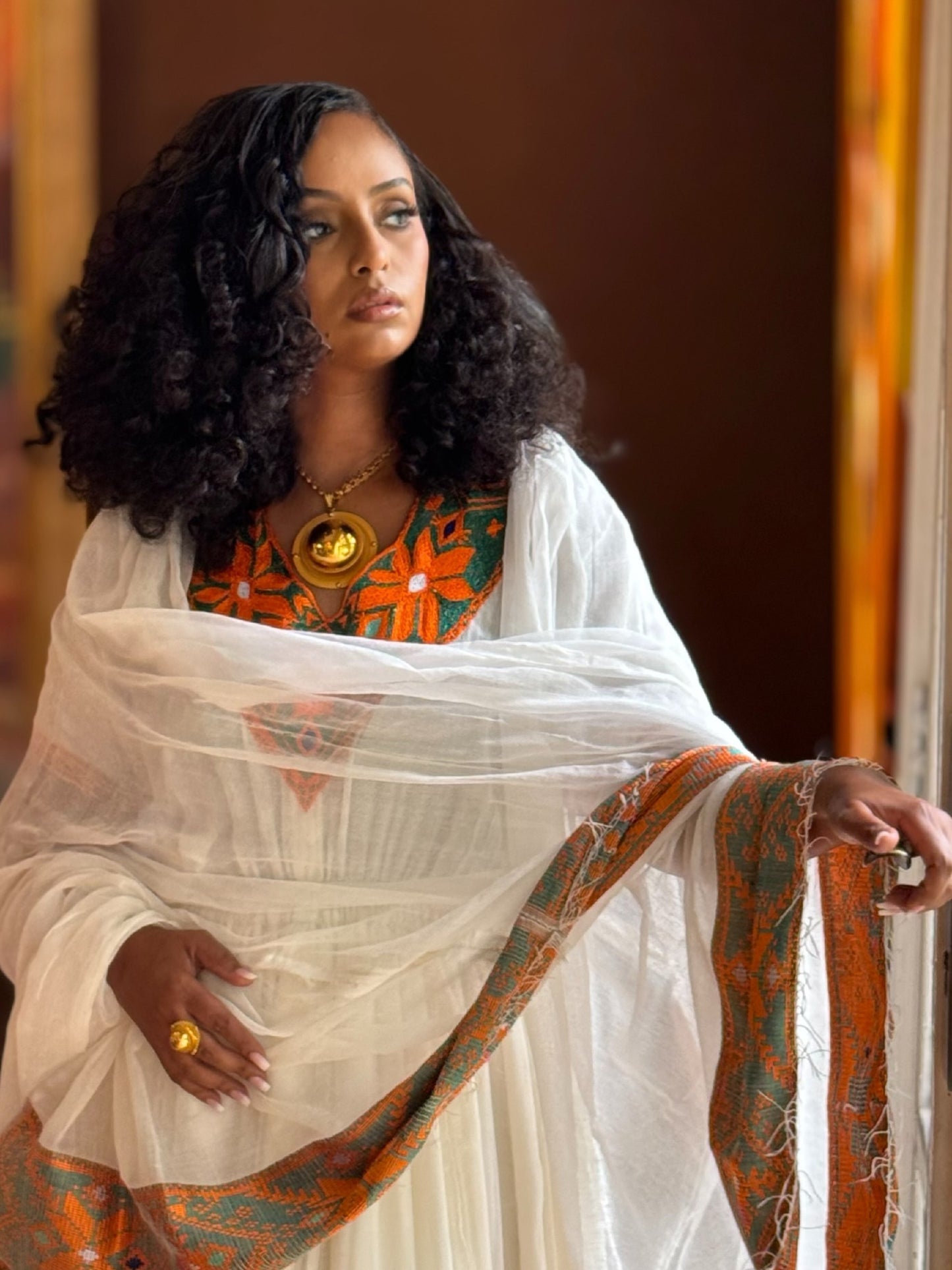 Majestic Habesha Kemis Online Copper Woven Habesha Dress Traditional Ethiopian Clothing 902