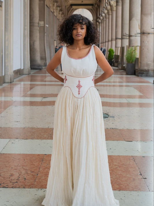 Elegant Sleeveless Habesha Kemis Traditional Ethiopian Dress & Eritrean Dress