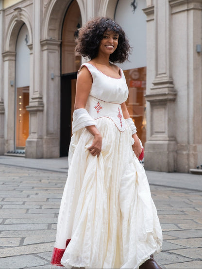 Elegant Sleeveless Habesha Dress Refined Habesha Kemis Minimalist Traditional Ethiopian Clothing 904
