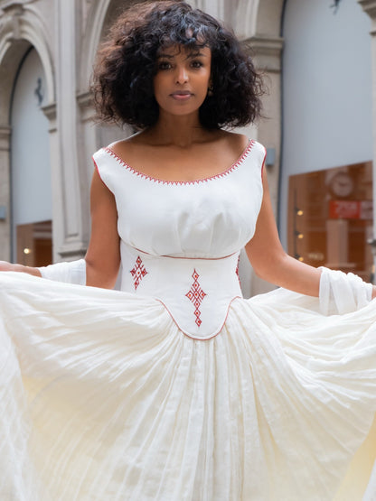Elegant Sleeveless Habesha Dress Refined Habesha Kemis Minimalist Traditional Ethiopian Clothing 904