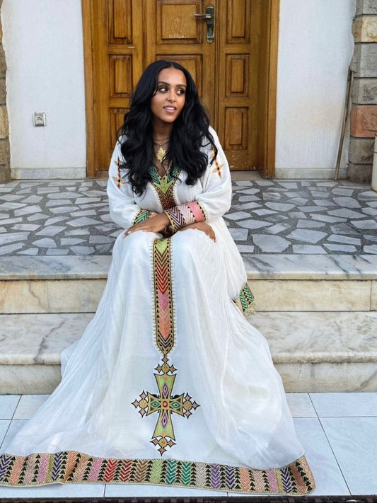 Long Sleeve Habesha Kemis Traditional Ethiopian Clothing & Eritrean Dress
