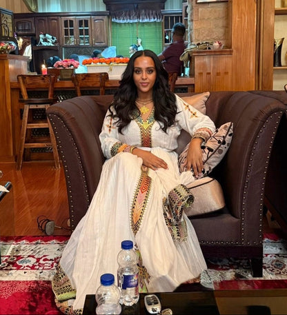 Long Sleeve Habesha Kemis Traditional Ethiopian Clothing & Eritrean Dress Habesha Dress For Festive 905