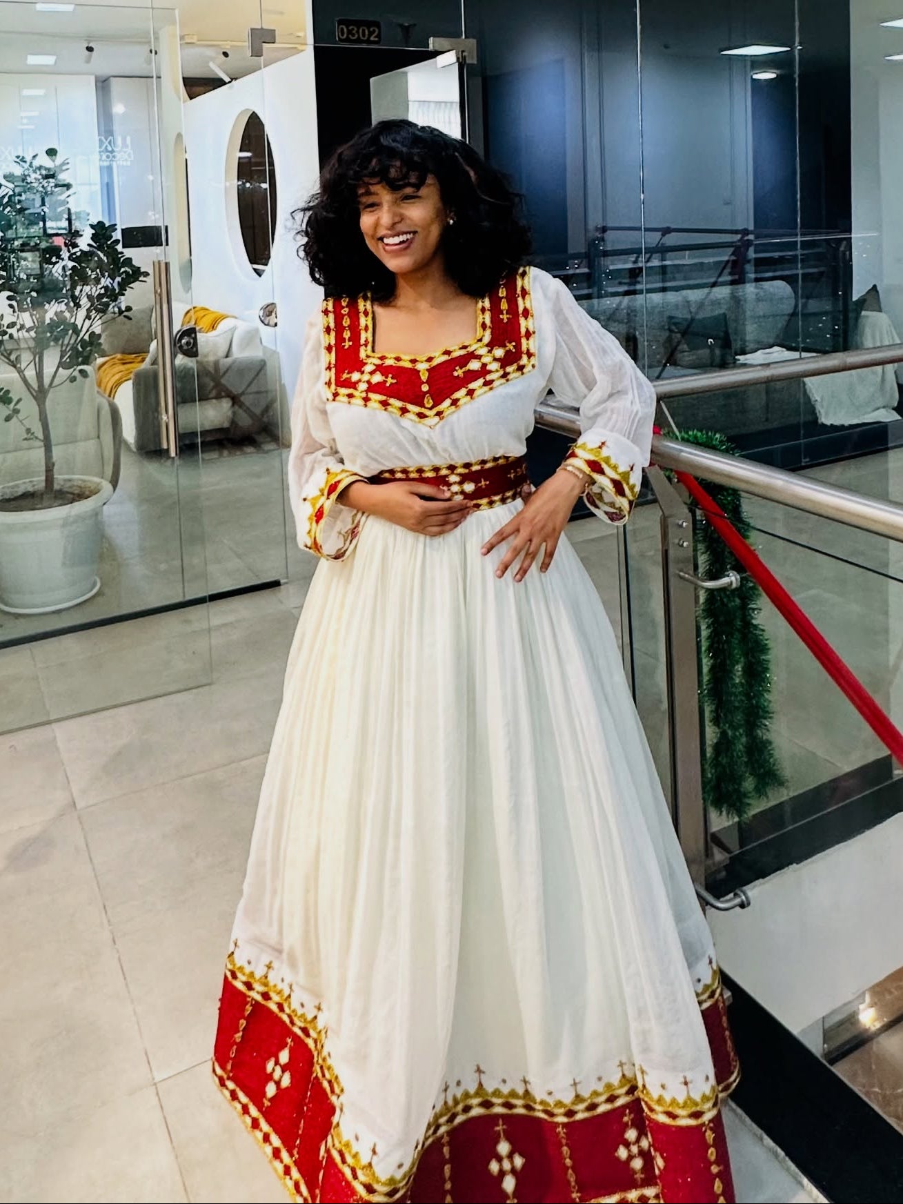 Stunning Red And Gold Eritrean Dress Habesha Kemis For Holidays Authentic Ethiopian Clothing 906