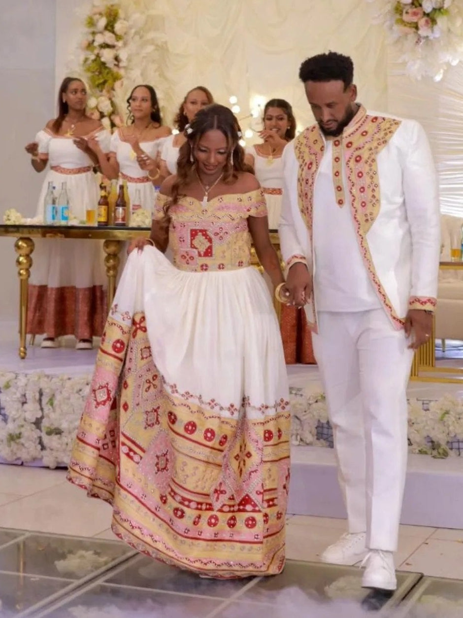 Matching Ethiopian Couple Clothing Traditional Cultural Wedding Ensemble Habesha Clothing 908