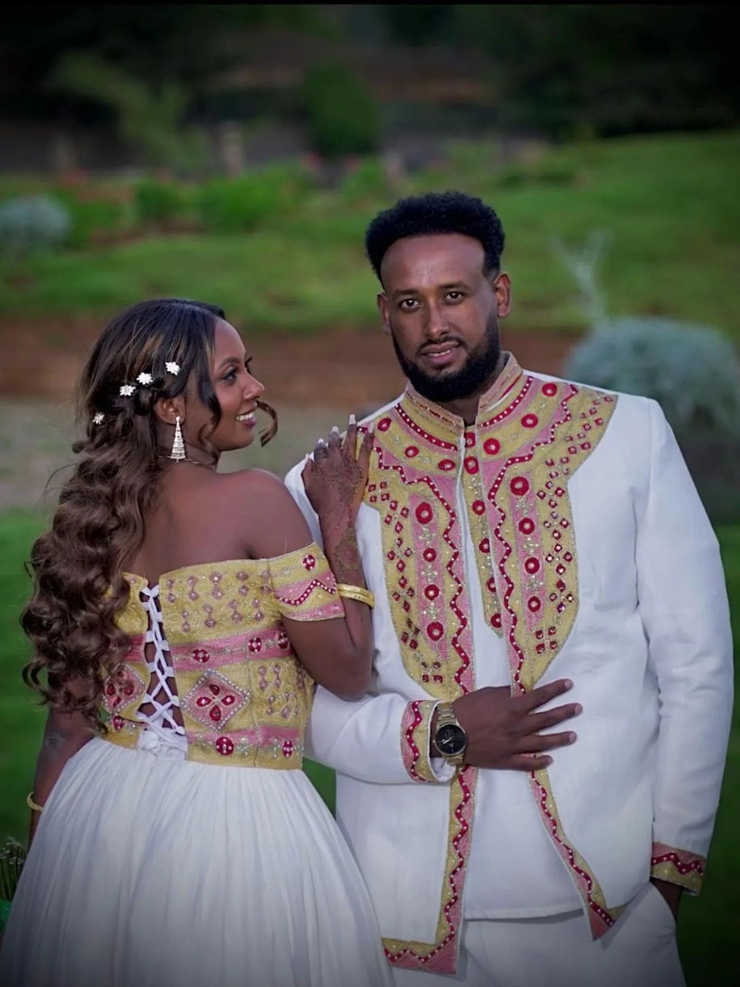 Matching Ethiopian Couple Clothing Traditional Cultural Wedding Ensemble Habesha Clothing 908