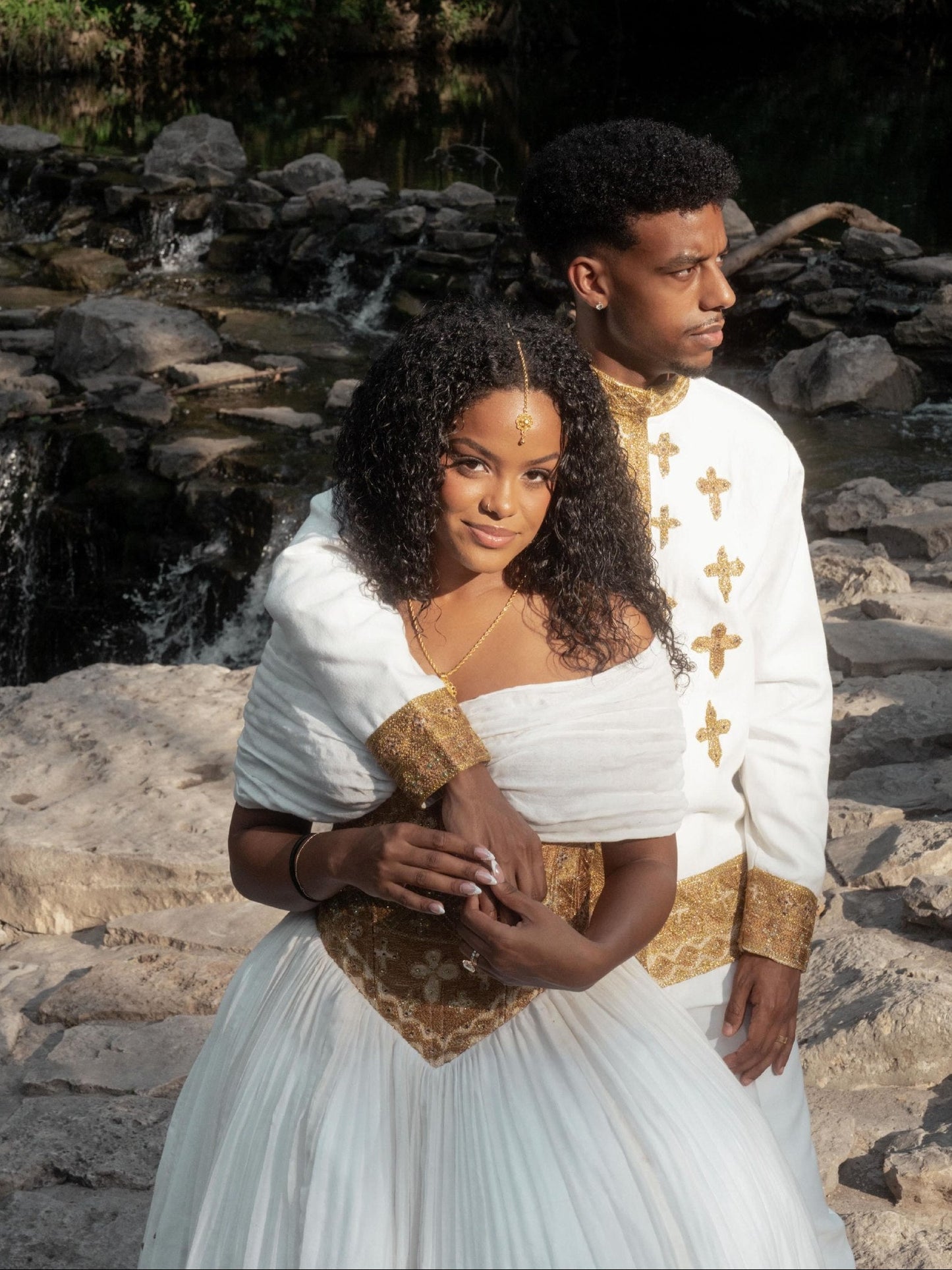 Royal Matching Habesha Couple Outfit Coordinated Ethiopian Traditional Wedding Attire Matching Set 915
