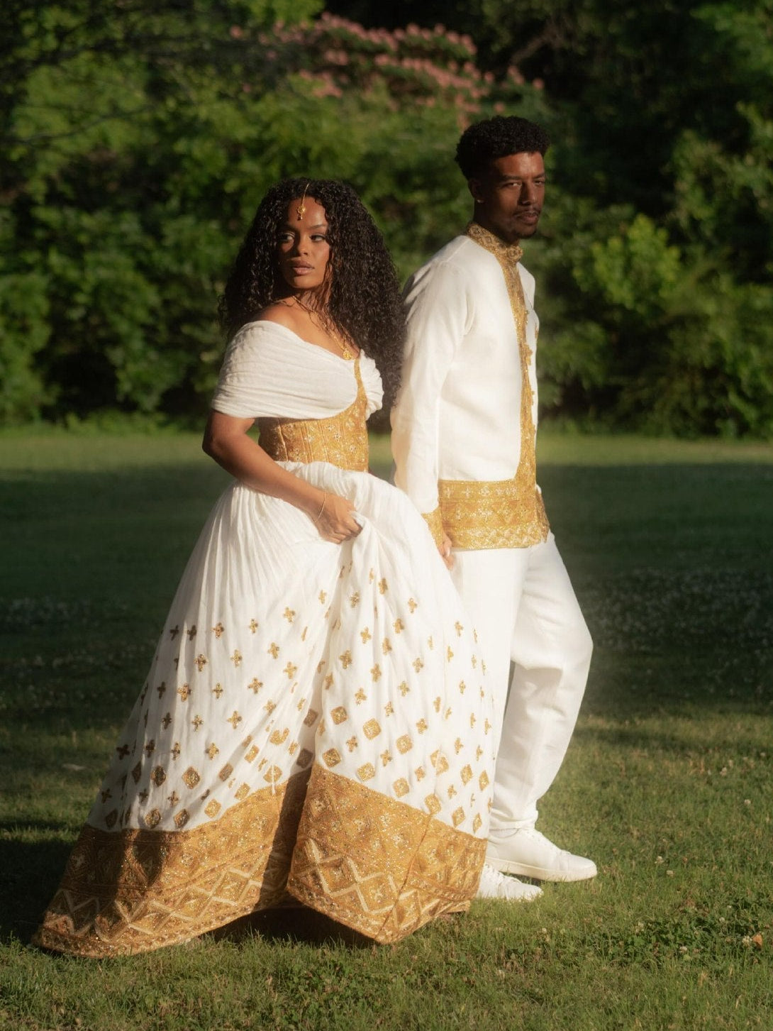 Matching Habesha Couple Outfit Ethiopian Traditional Wedding Clothing