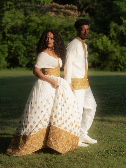 Matching Habesha Couple Outfit Ethiopian Traditional Wedding Clothing