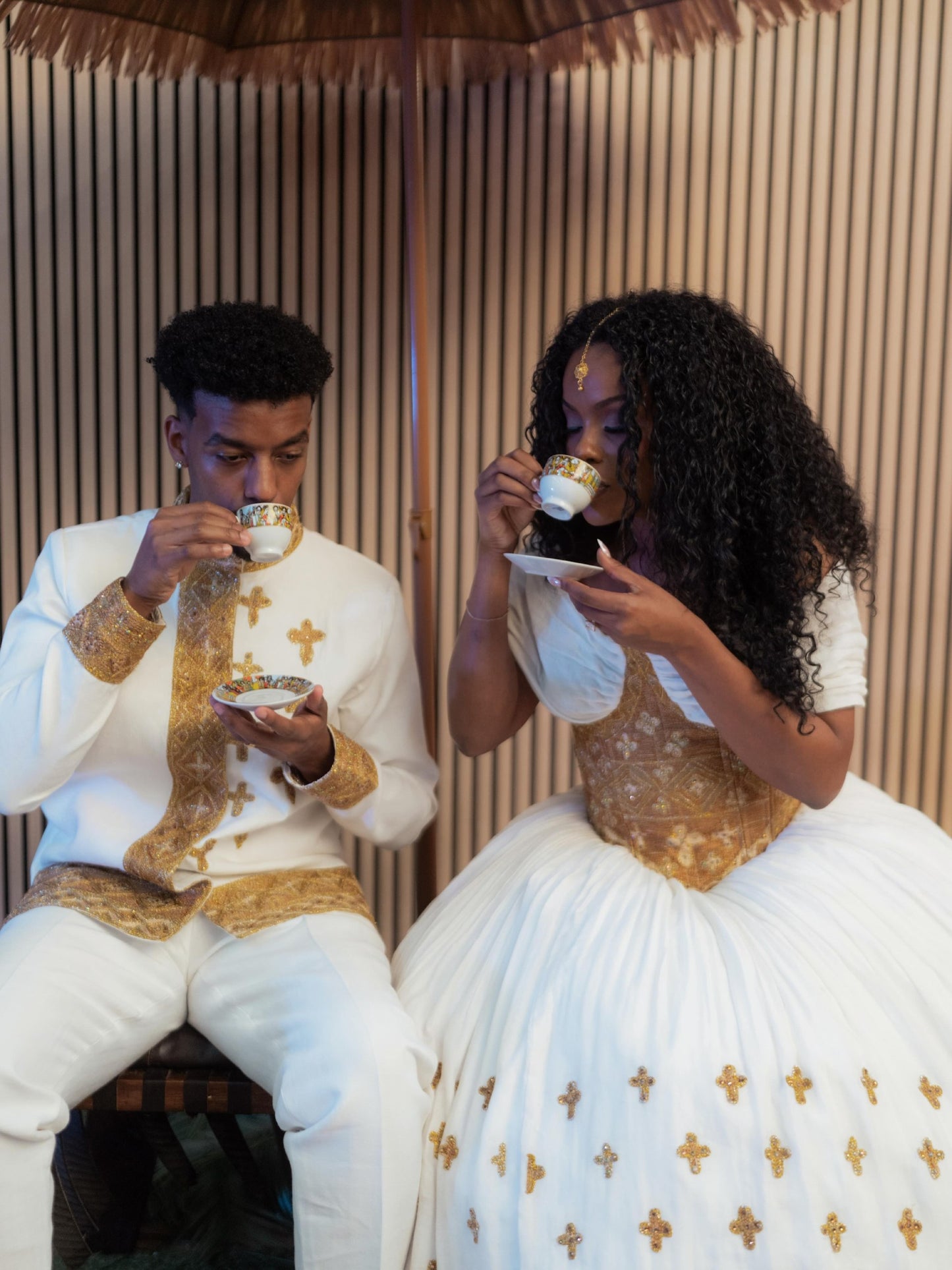 Royal Matching Habesha Couple Outfit Coordinated Ethiopian Traditional Wedding Attire Matching Set 915