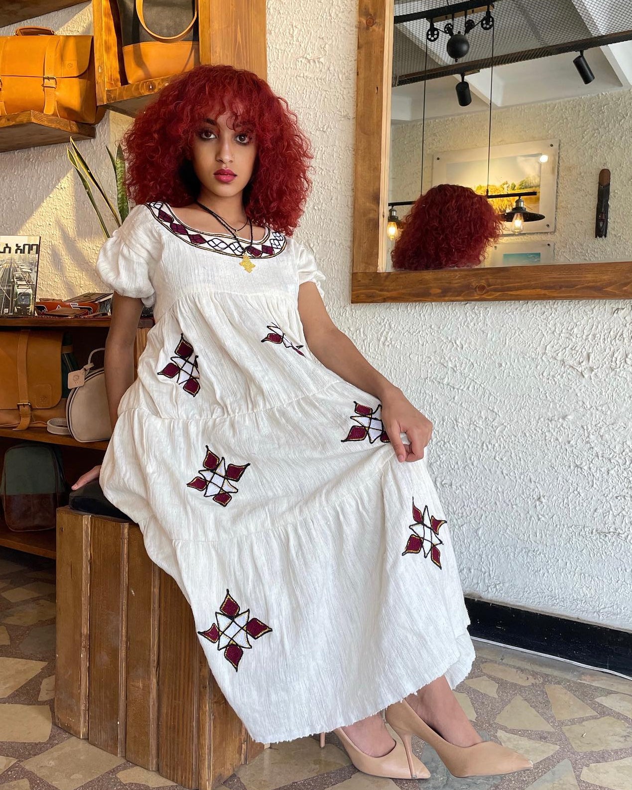 Woven Habesha Kemis with Classic Short Sleeves Timeless Ethiopian Heritage Dress