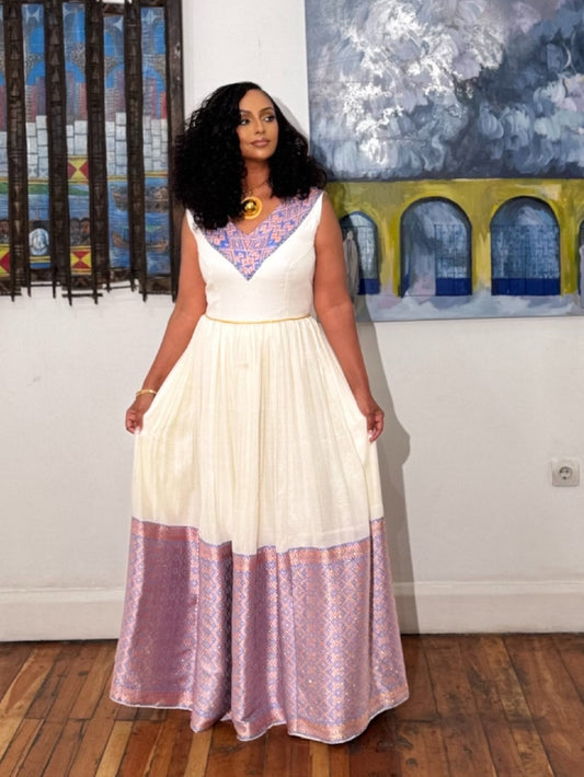 Authentic Ethiopian Sleeveless Traditional Dress for Women