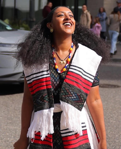 Handwoven Habesha Kemis With Netela Shawl Set Traditional Ethiopian Clothing For Festive 967