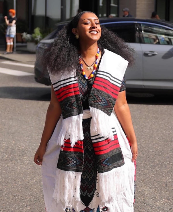 Handwoven Ethiopian Netela Shawl Set 