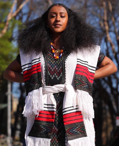 Handwoven Habesha Kemis With Netela Shawl Set Traditional Ethiopian Clothing For Festive 967