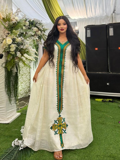 Authentic Habesha Kemis Online Collection Elegant White Cultural Attire w