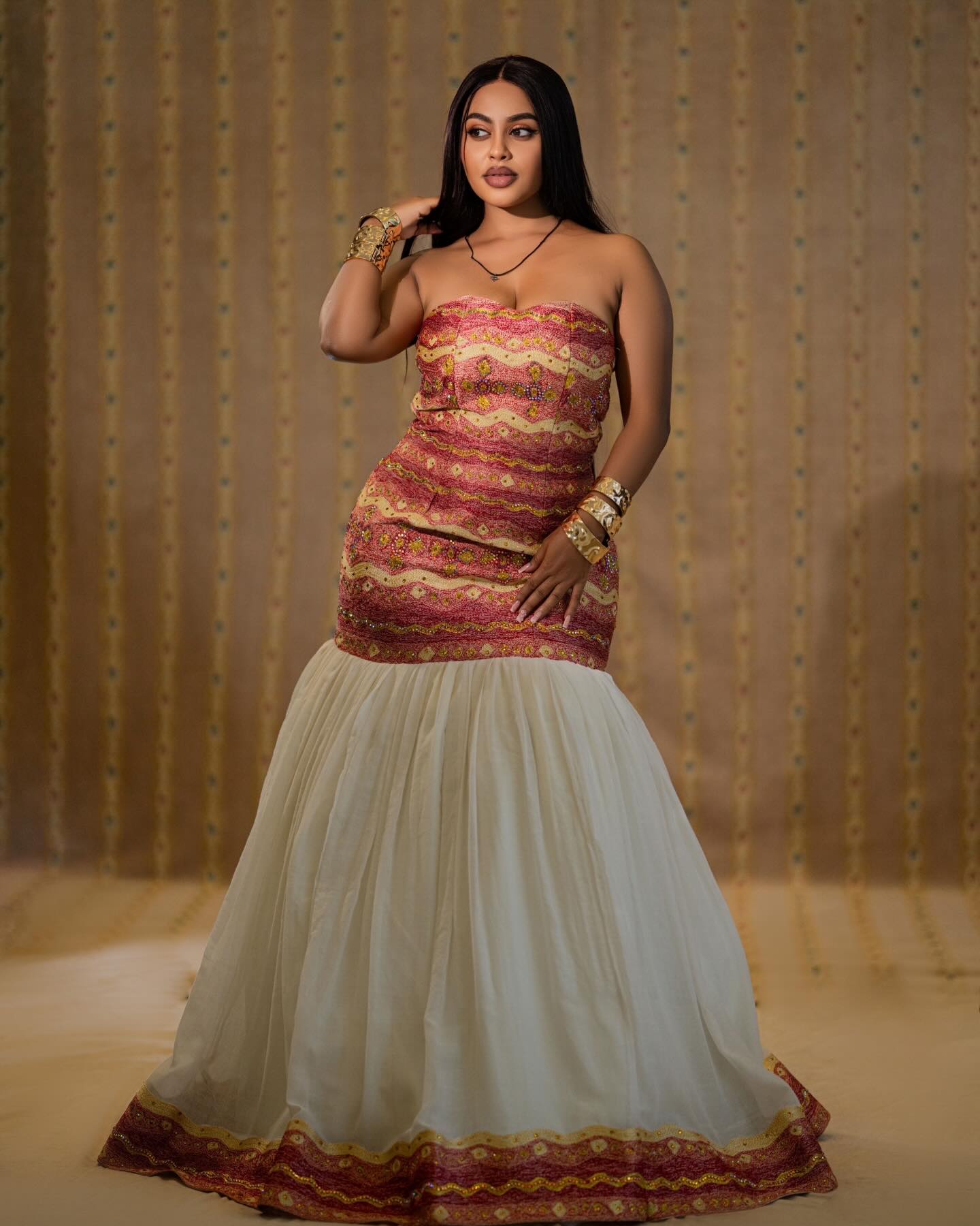 Pink & White Habesha Kemis Online | Elegant Eritrean Dress & Traditional Ethiopian Clothing