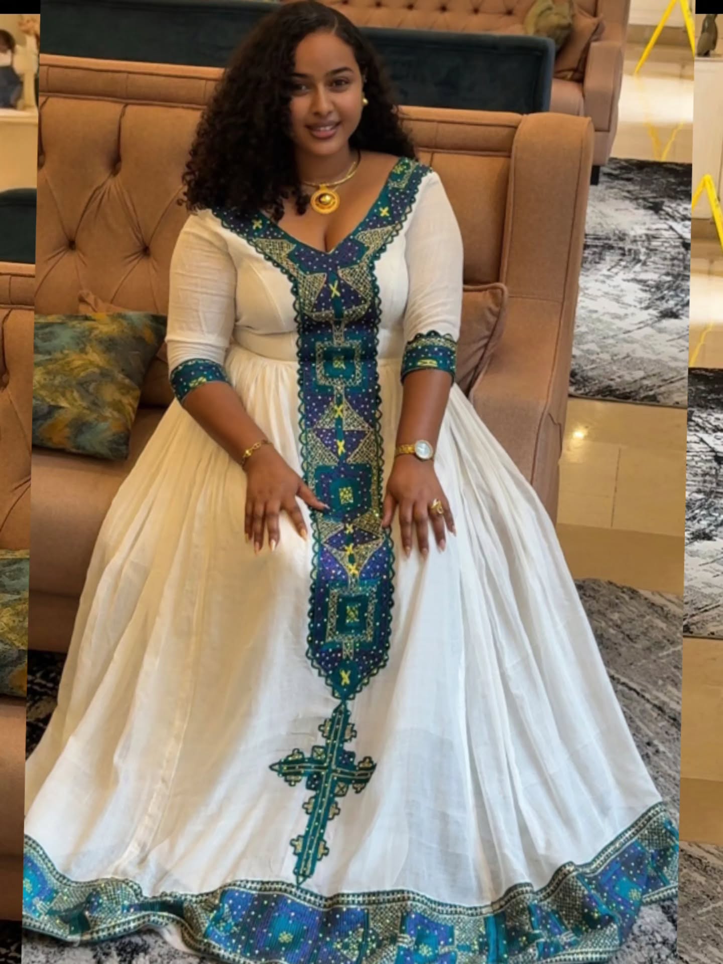 Teal Habesha Kemis Online Authentic Ethiopian Traditional Dress
