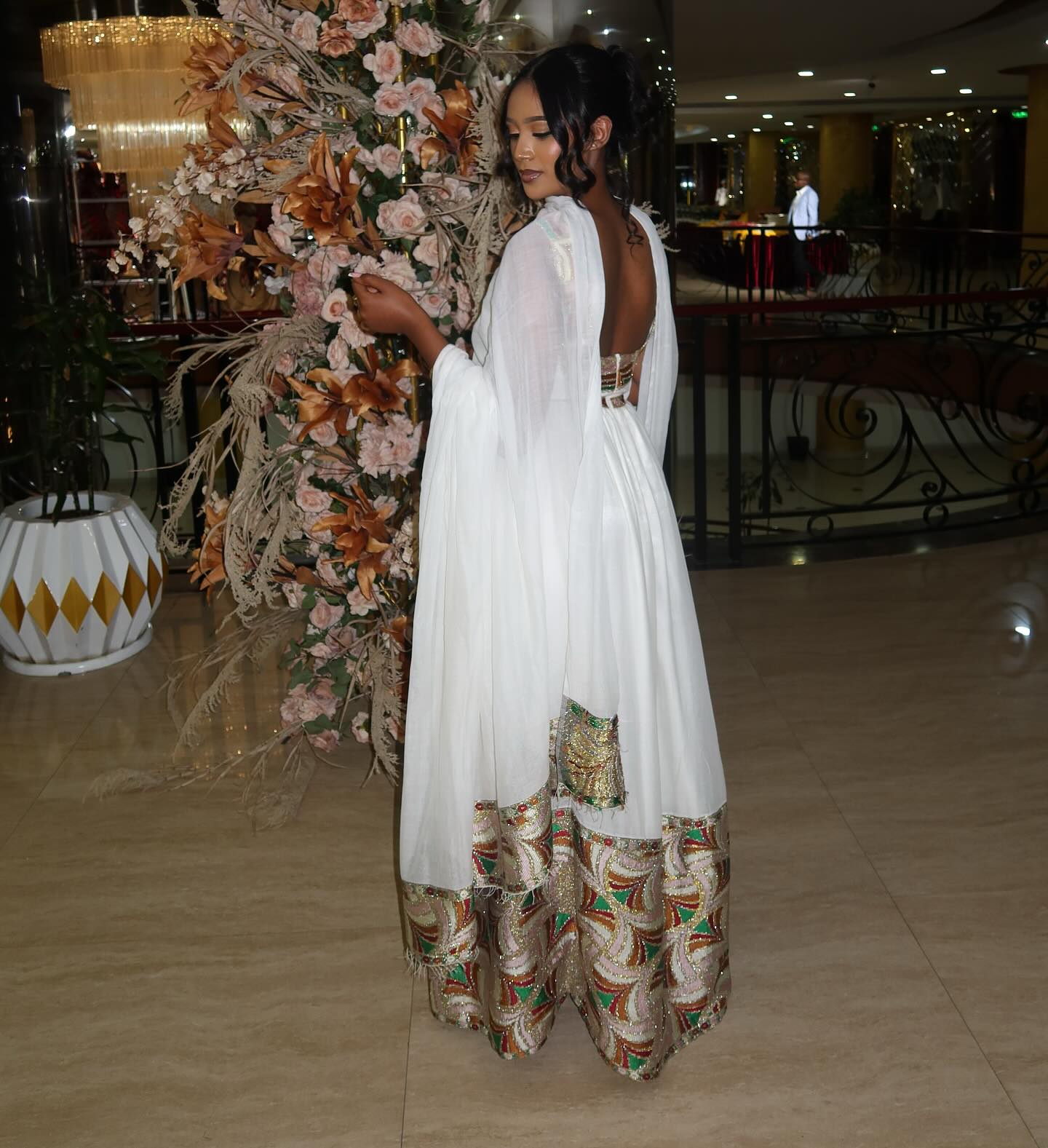 Chic Backless Habesha Dress Gold & Multicolor Embroidered Habesha Kemis Classic Grace Ethiopian Clothing 149