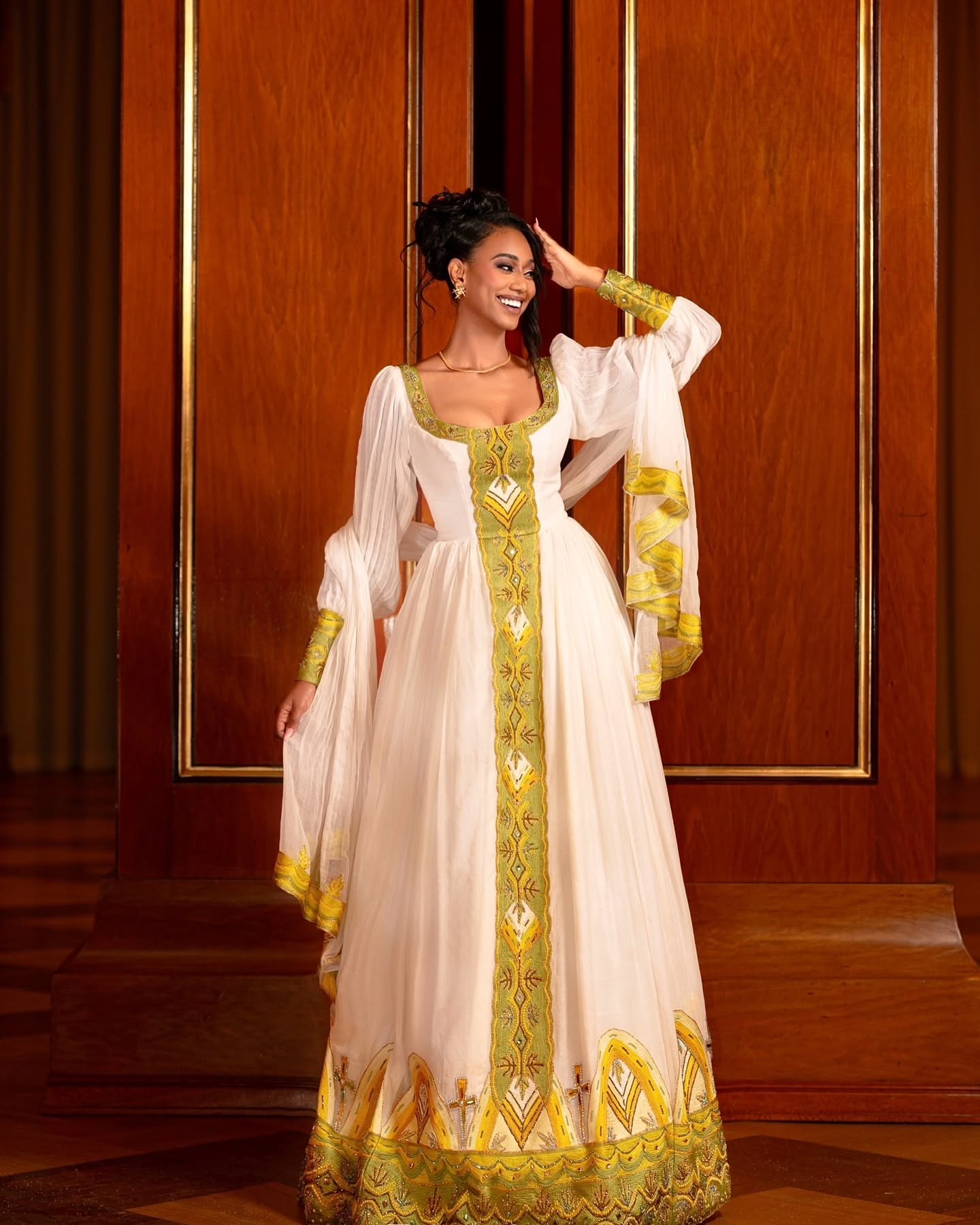 Ethiopian Traditional Dress Gold Embroidered Habesha Kemis & Cultural Attire Graceful Habesha Dress 155