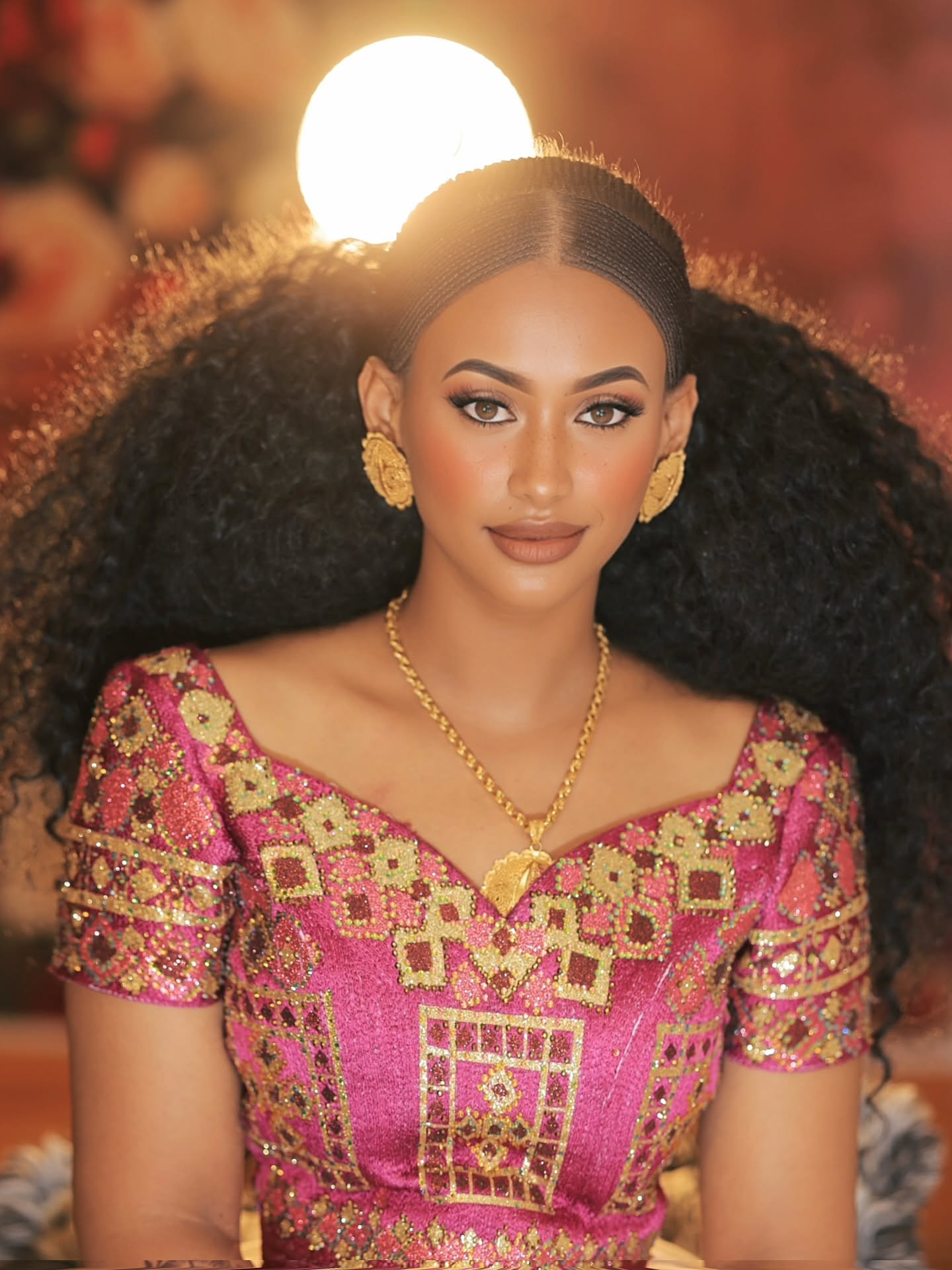 luxurious Habesha Kemis red and gold embroidered traditional ethiopian wedding dress Graceful Habesha Dress 174