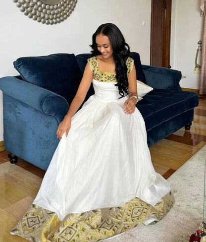 Sleeveless Ethiopian Traditional Dress Handwoven Habesha Dress Timeless Habesha Kemis 192