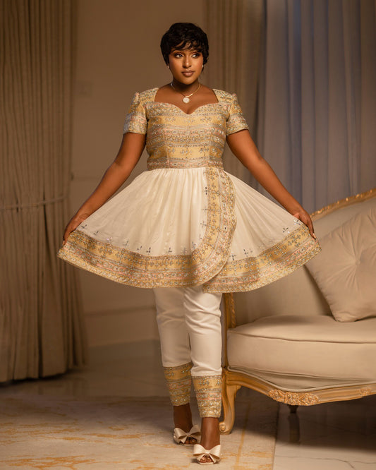 Short habesha kemis golden embroidery ethiopian traditional clothing habesha dress