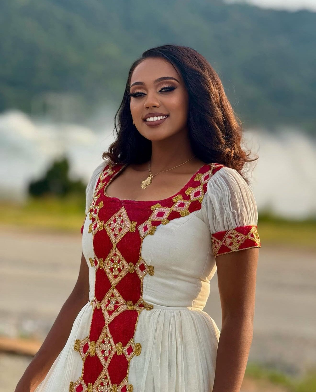 Red Embroidery Habesha Kemis Classic Habesha Dress Ethiopian And Eritrean Traditional Dress 216