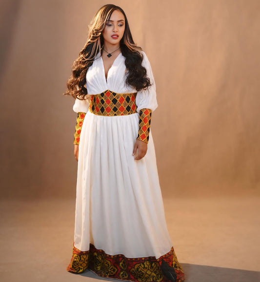 Elegant Ethiopian Traditional Habesha Dress – Cultural Heritage Embroidered Design