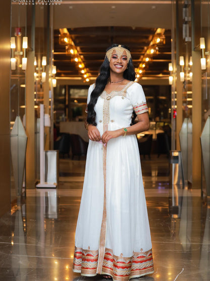Short Sleeve Traditional Ethiopian Dress – Elegant Habesha Cloth & Modern Ethiopian Clothing