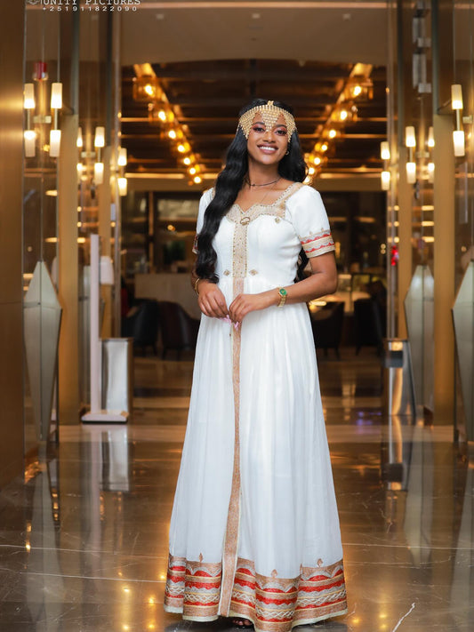 Short Sleeve Traditional Ethiopian Dress – Elegant Habesha Cloth & Modern Ethiopian Clothing