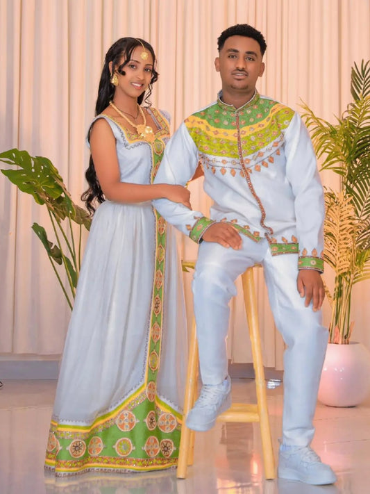 Habesha Couple Outfit Matching Ethiopian Traditional Clothing for Couples
