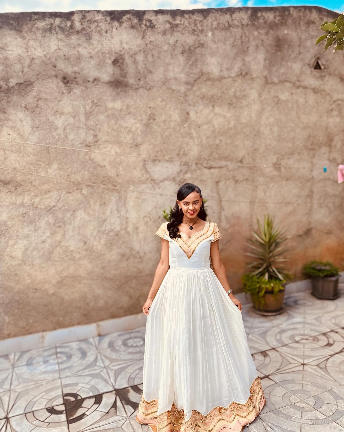 Short Sleeve Habesha Dress Traditional Ethiopian Clothing & Eritrean Dress Habesha Kemis For Special Occasion 201