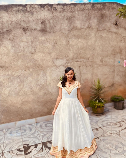 Short Sleeve Habesha Dress Traditional Ethiopian Clothing & Eritrean Dress Habesha Kemis For Special Occasion 201