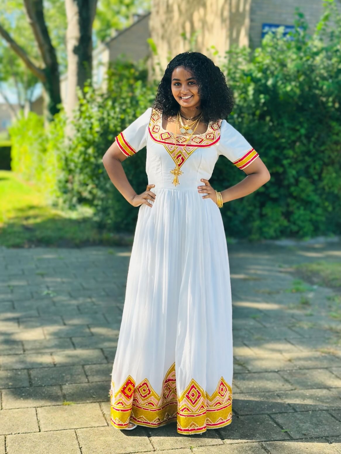 Golden And Red Woven Pattern Habesha Kemis Vibrant Habesha Dress Traditional Ethiopian Dress 202