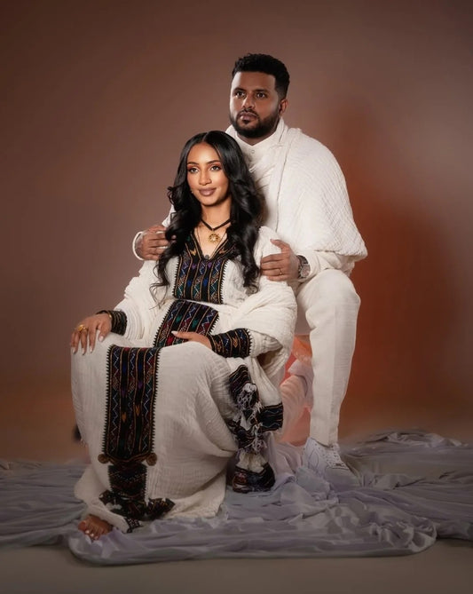 Matching Habesha Kemis & Ethiopian Couple Dress Elegant Traditional Habesha Outfit