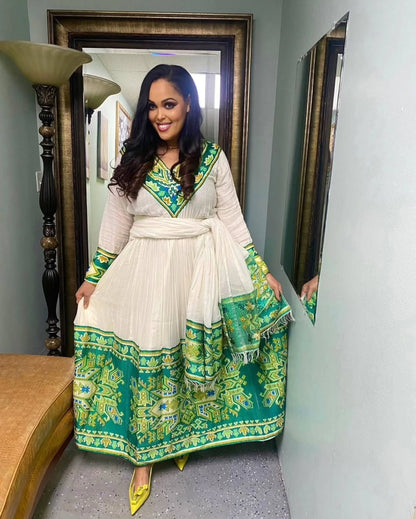 Long Sleeve Habesha Dress Traditional Ethiopian Clothing Classic Habesha Kemis 212
