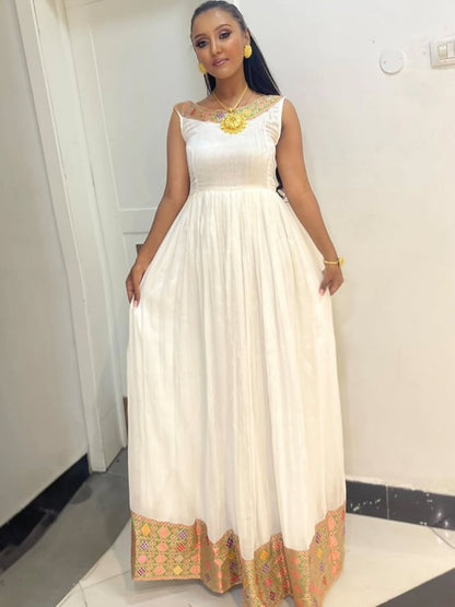 Stylish Habesha Dress Exquisite Ethiopian Traditional Clothing for Women Gold Woven Habesha Kemis 215