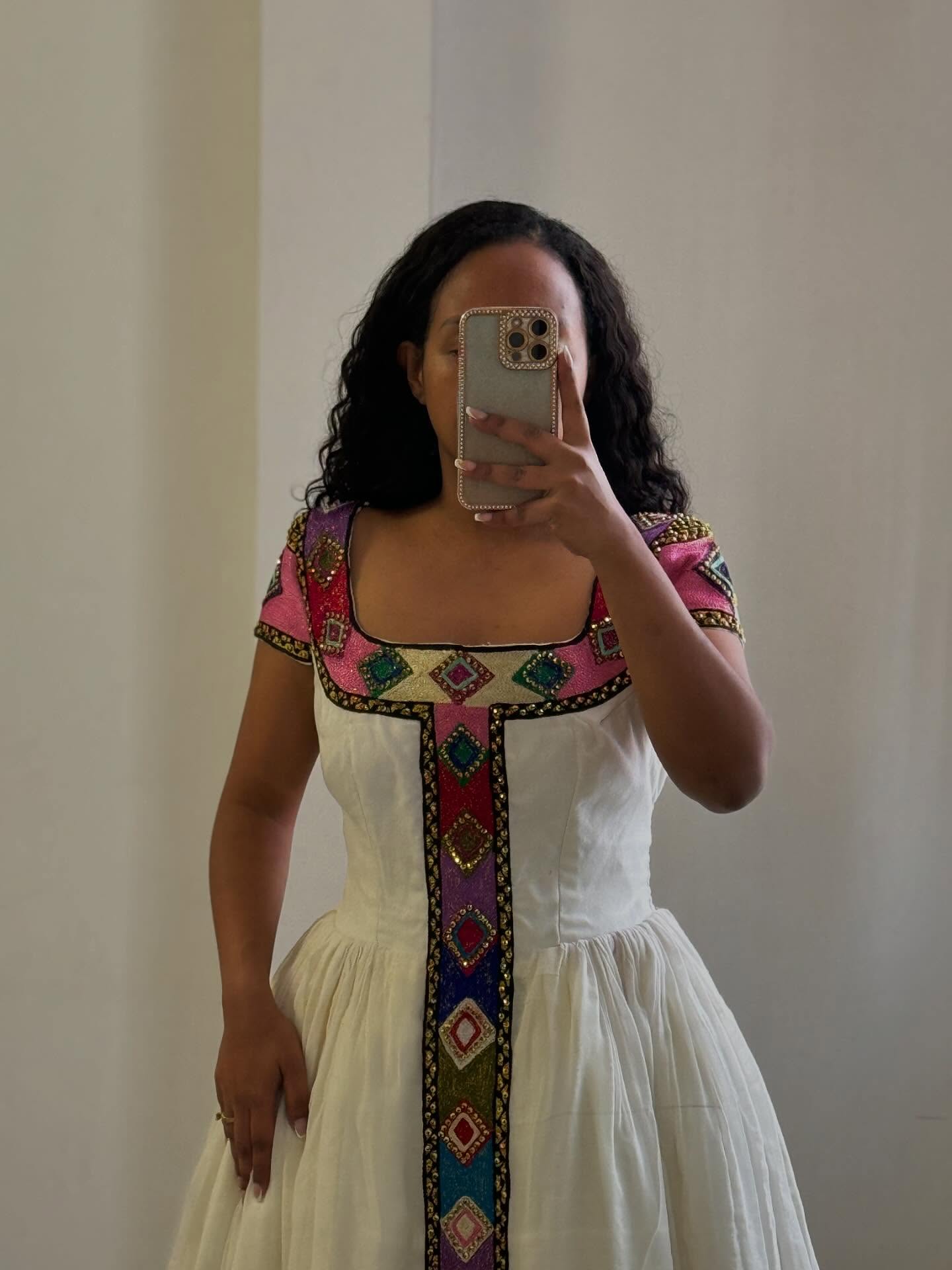 Charming Habesha Kemis Traditional Ethiopian Clothing with Colorful Embroidery Habesha Dress For Occasion 217