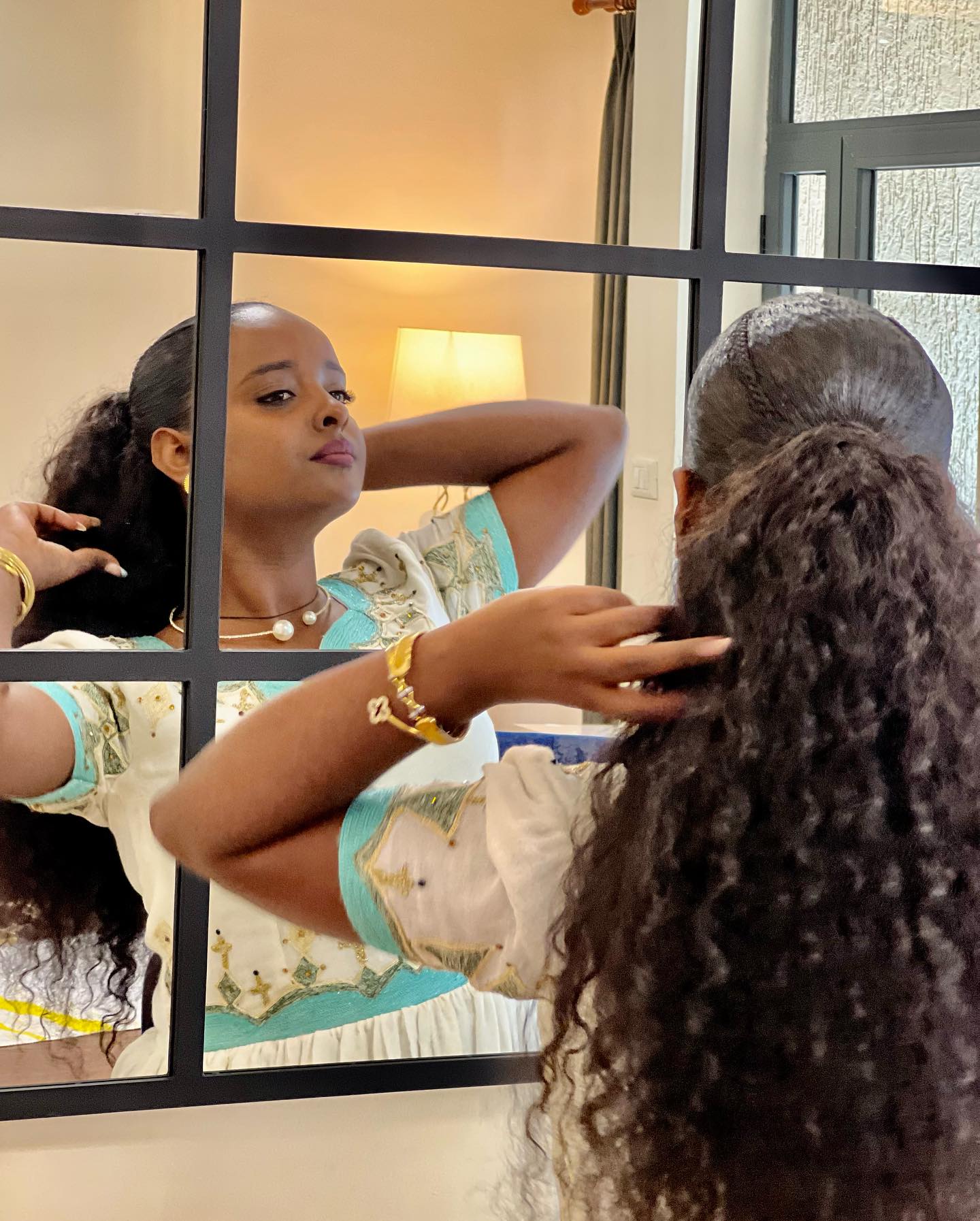 Beautiful Habesha Kemis Online Classic Traditional Ethiopian Clothing Turquoise Detailing Habesha Dress 221