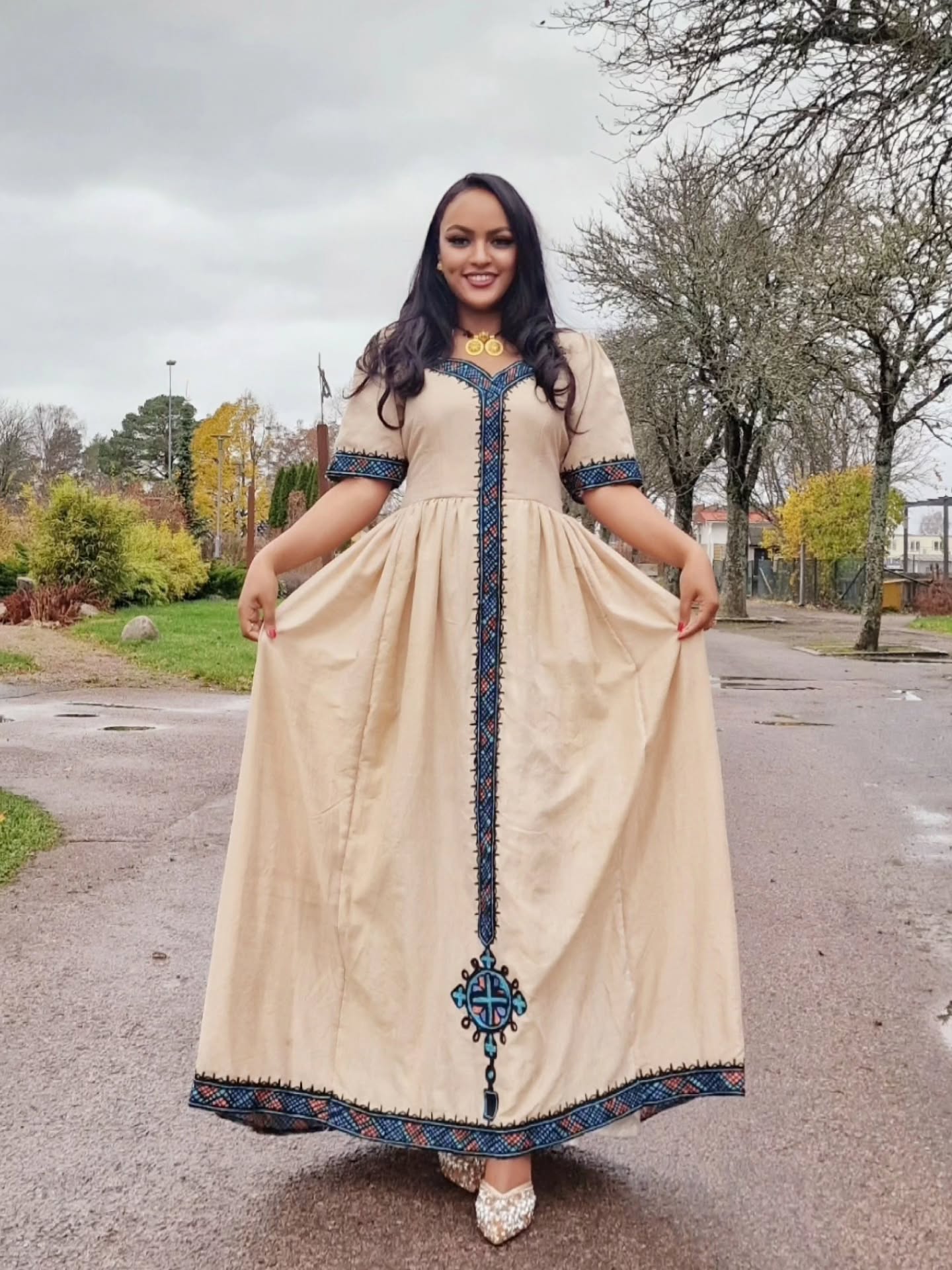 Handcrafted Habesha Dress – Elegant Traditional Ethiopian Dress with Cultural Tibeb