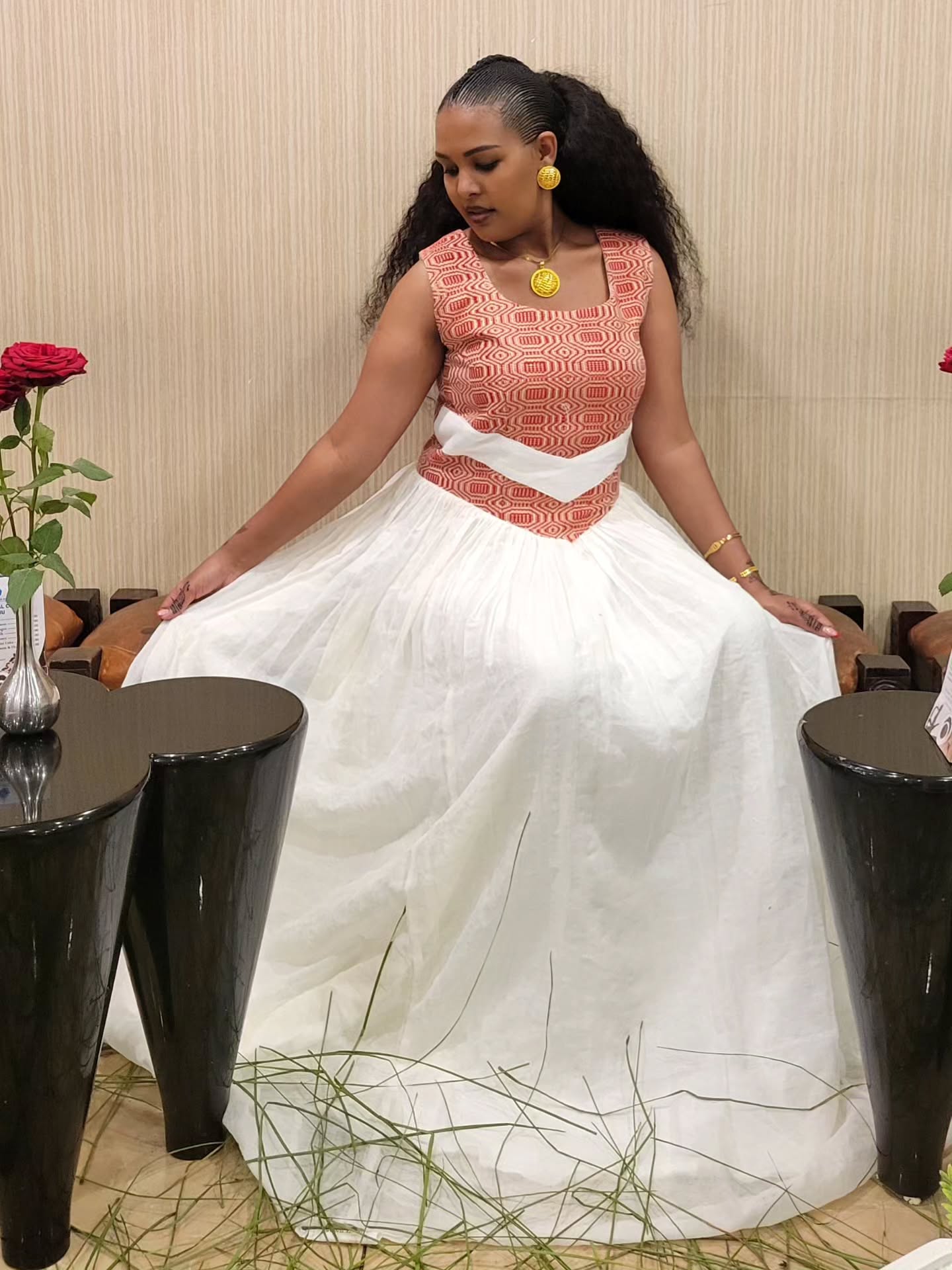 Handwoven Habesha Dress Traditional Ethiopian Cultural Style Sleeveless Habesha Kemis 228