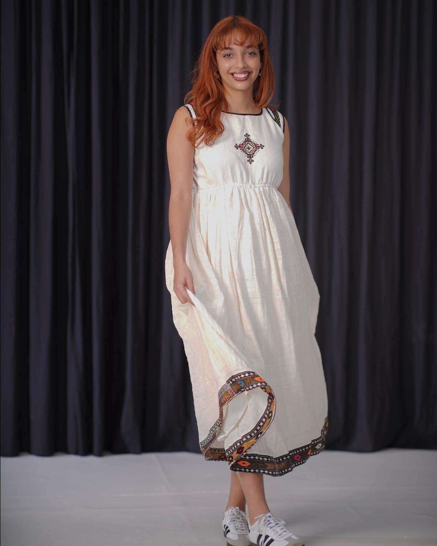 Habesha Sleeveless Dress Traditional Ethiopian White Cultural Kemis