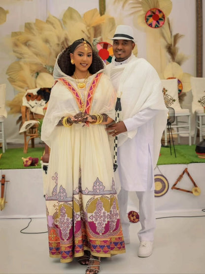 Royal Habesha Couple Outfit Matching Ethiopian Traditional Clothing Habesha Cultural Outfit 235