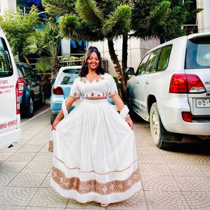 Traditional Ethiopian Clothing Elegant Habesha Kemis Online  Eritrean Dress Style