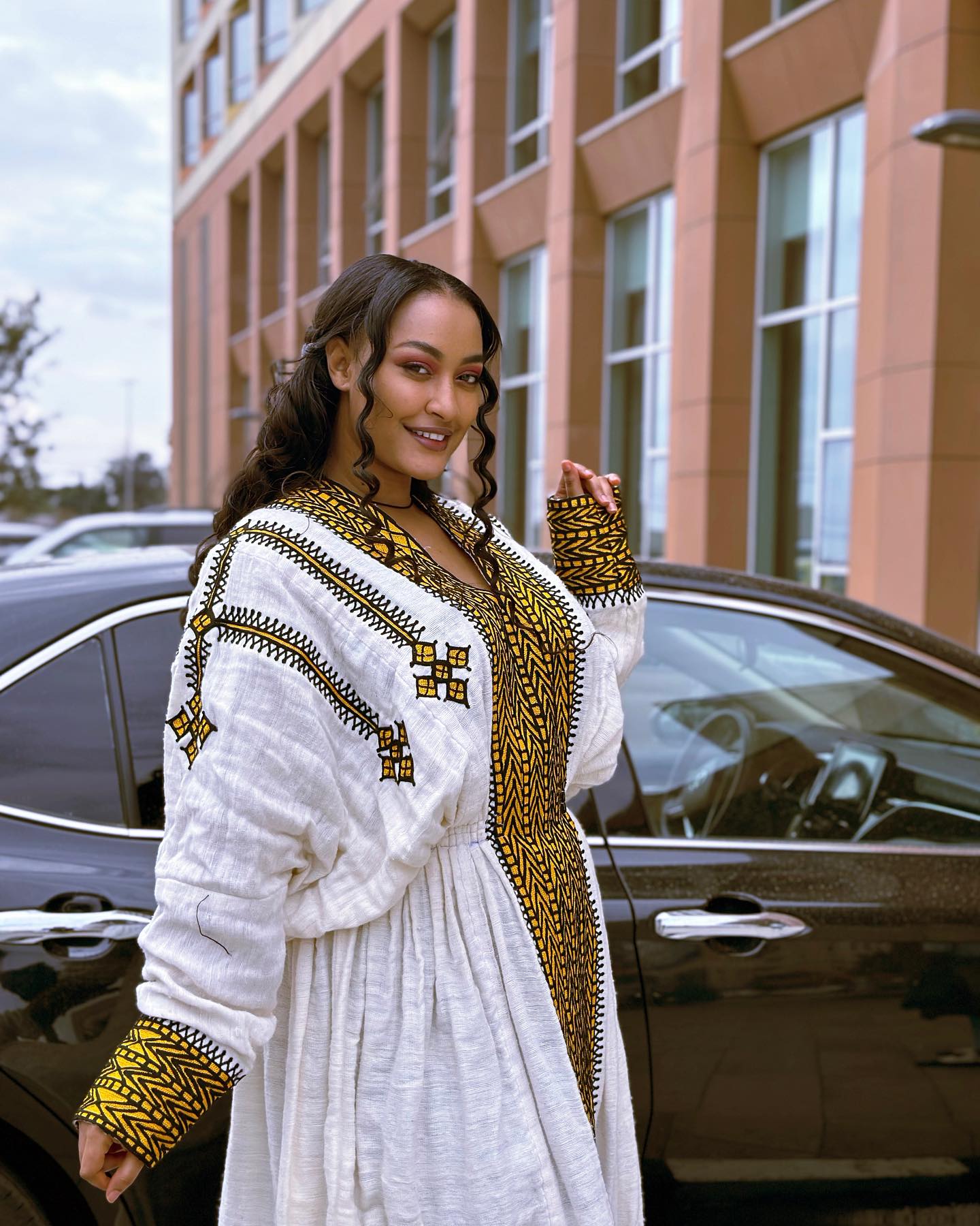 Premium Habesha Kemis Online Unique Ethiopian Dress & Traditional Wear Bold Geometric Embroidery Habesha Dress 248