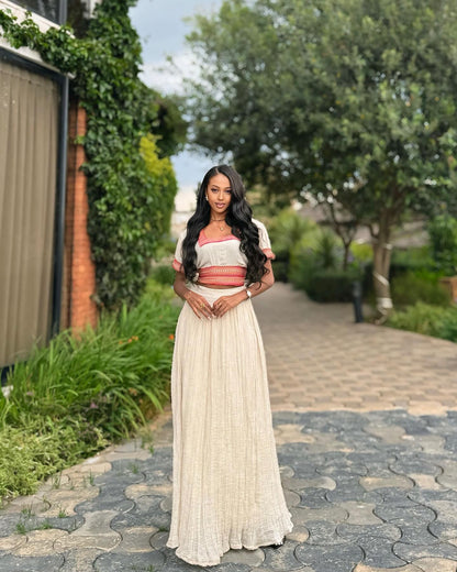 Short Sleeve Habesha Dress Stylish Traditional Ethiopian Clothing