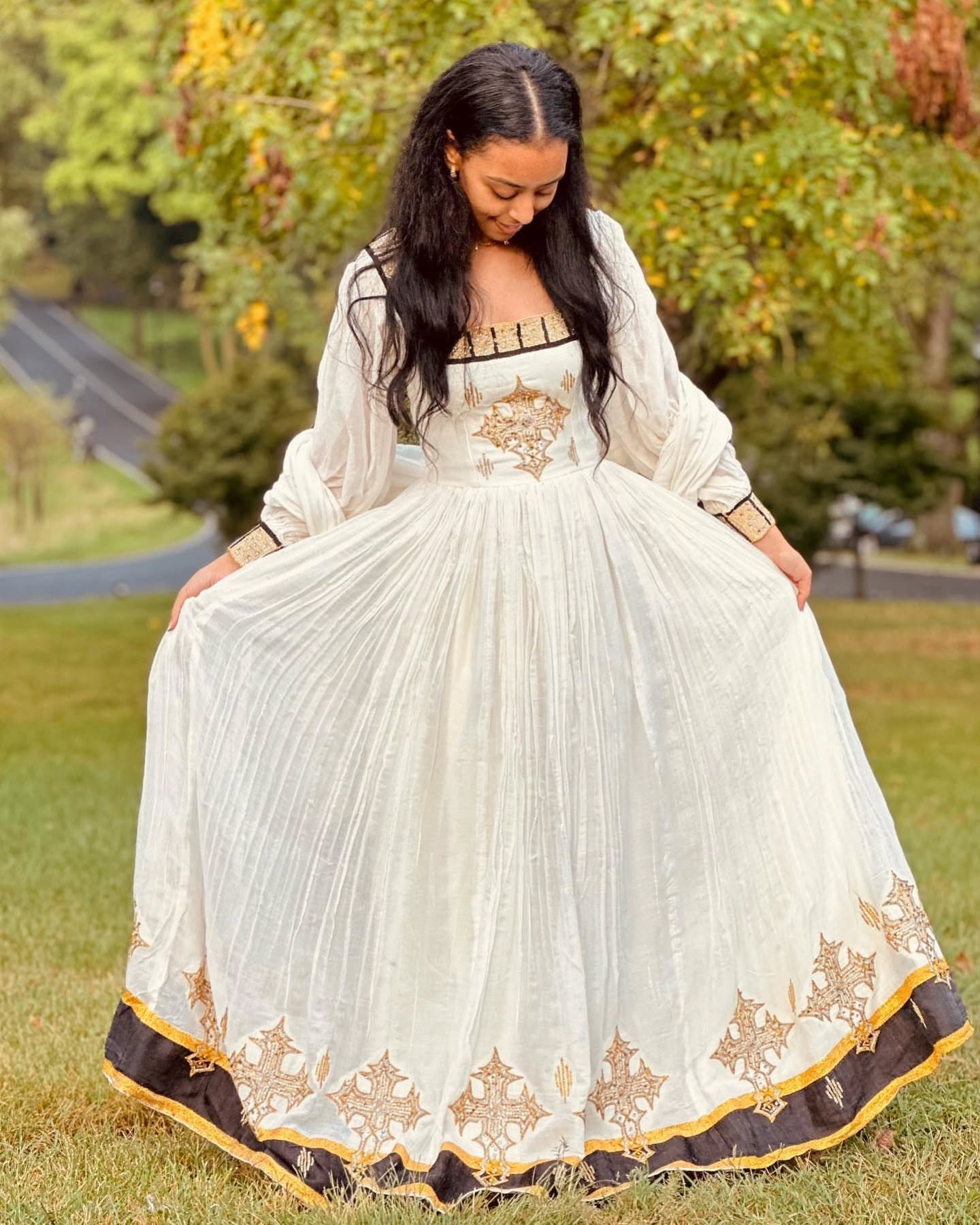 Habesha Cloth for Couples Stylish Habesha Dress & Men's Shirt Traditional Ethiopian Clothing Set 285